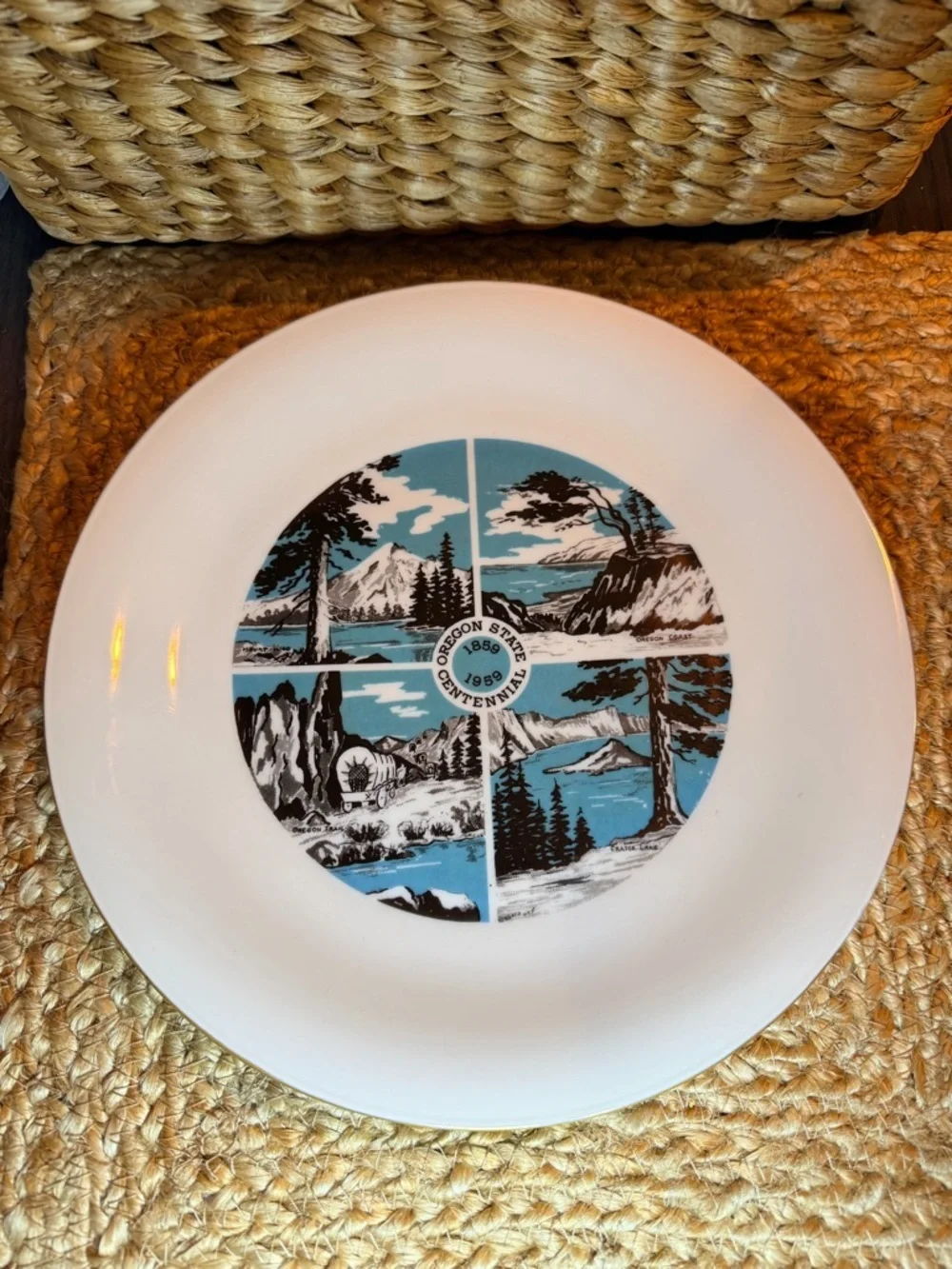 Vintage Oregon State Centennial Decorative Wall Plate from 1959